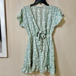 Aster Mini Floral Green Dress